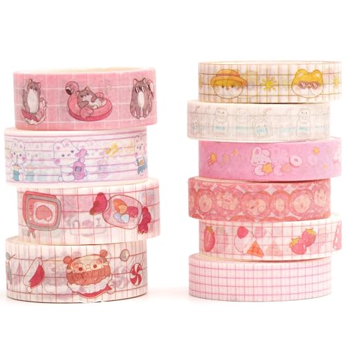 Songdao Retro Washi Tape Set Dekorative Antik Masking Tapes Klebeband Bunt für Kunst, DIY Handwerk, Tagebuch, Planer, Scrapbook, Verpackung (Cute) von Songdao