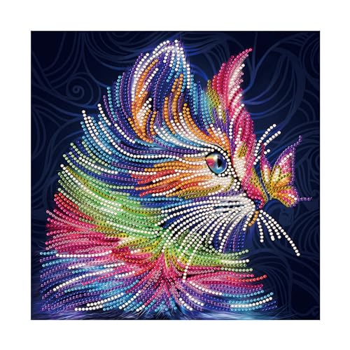 Songdao Leuchtend Diamond Painting Kinder, 5D DIY Set, Malen Nach Zahlen Diamant Mädchen Erwachsene, Diamant Bilder Arts Craft für Home Wand Decor (Katze) von Songdao