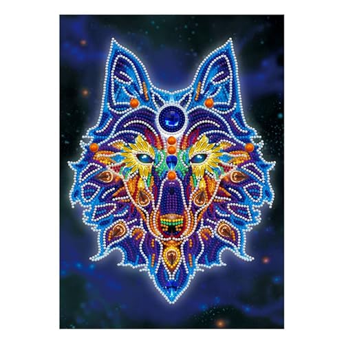 Songdao Leuchtend Diamond Painting Kinder, 5D DIY Set, Malen Nach Zahlen Diamant Mädchen Erwachsene, Diamant Bilder Arts Craft für Home Wand Decor (Wolf) von Songdao