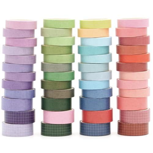 Songdao Pastel Washi Tape Set mit 48 Rollen, einfarbig, Masking Tape, dekoratives Klebeband für Scrapbooking, Handwerk, Basteln (Cool) von Songdao