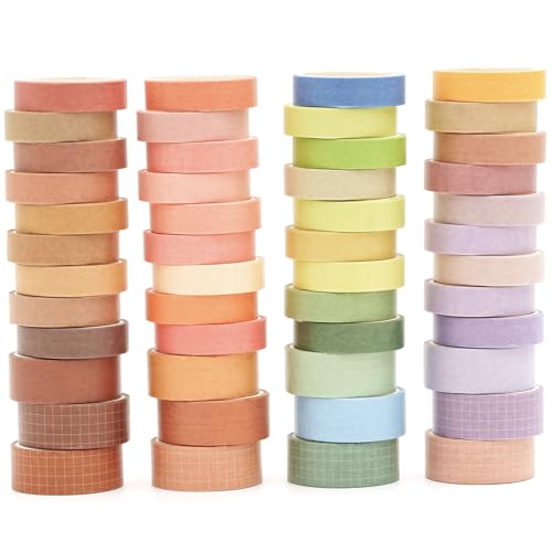 Songdao Pastel Washi Tape Set mit 48 Rollen, einfarbig, Masking Tape, dekoratives Klebeband für Scrapbooking, Handwerk, Basteln (Warm) von Songdao