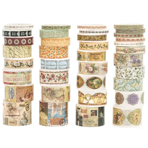 Songdao Retro Washi Tape Set Dekorative Antik Masking Tapes Breite Chronik Klebeband Bunt für Kunst, DIY Handwerk, Tagebuch, Planer, Scrapbook, Verpackung (Madame de Pompadour) von Songdao