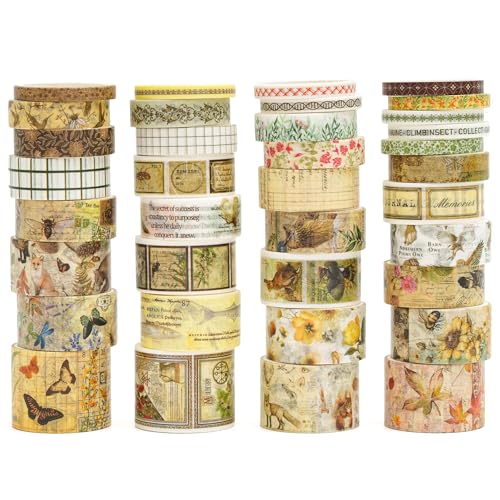 Songdao Retro Washi Tape Set Dekorative Antik Masking Tapes Breite Chronik Klebeband Bunt für Kunst, DIY Handwerk, Tagebuch, Planer, Scrapbook, Verpackung (Soul Songs) von Songdao