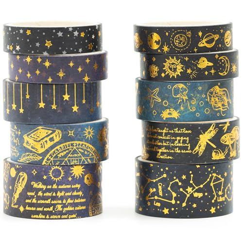 Songdao Weinlese Washi Tape Set 8 Rollen Retro Dekoratives Rauschgold Klebeband Bunt für Scrapbooking, Bullet Tagebuch, Planer, Geschenkverpackung (Deepblue) von Songdao