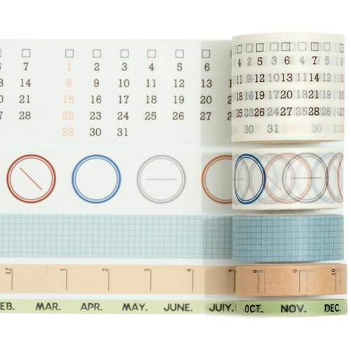 Songdao Zeitplan Washi Tape Set 12 Rollen Schottenstoff Dekoratives Zeitpläne Klebeband Bunt für Scrapbooking, Bullet Tagebuch, Planer, Geschenkverpackung (Traces of Time) von Songdao