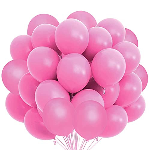 Songjum 100 Stück Latexballons Rosa Luftballons Pink Rosa Matt Latexballons 30cm / 12 Zoll für Party Geburtstag Hochzeit Graduierung Jubiläums Feiern Babyparty Deko von Songjum