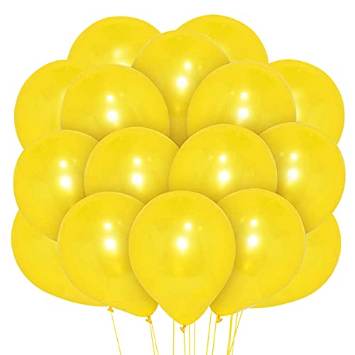 Songjum 50 Stück Gelb Latexballons, 12 Zoll Gelb Latexballons,Gelb Ballons Dekorations-Kit für Party Geburtstag Hochzeit Graduierung Jubiläums Feiern von Songjum