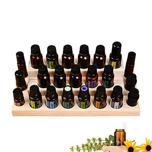 Songlela Ätherisches Öl Display Ständer, 23 Löcher Aromatherapie Öle Hölzern Tragen Gestell Halter Organisator Multifunktions Geschenk für Nagellack, Duftöle, Ätherische Öle, Stain und Lippenstift #3 von Songlela