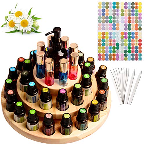 Songlela Ätherisches Öl Display Ständer, 39 Löcher Aromatherapie Öle Hölzern Tragen Gestell Halter Organisator Multifunktions Geschenk für Nagellack, Duftöle, Ätherische Öle, Stain und Lippenstift #6 von Songlela