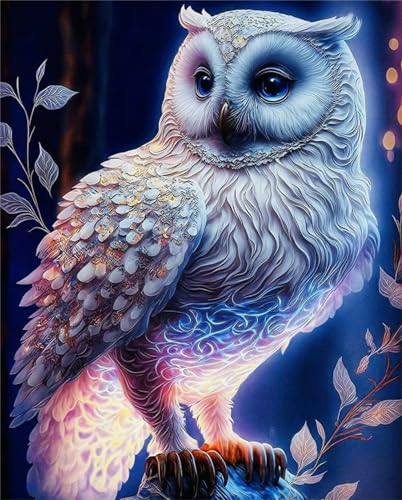 5D Diamond Painting Set für Erwachsene Kinder, 40x50cm Malen Nach Zahlen Erwachsene Diamant Anfänger, Diamond Painting Bilder Full DIY Strass Crystal Art Stickerei Kits, Home Wand Decor Owl von Songtt