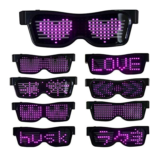 Sonhomay LED-Brille, anpassbare BT-Leuchtbrille, leuchtende Brille mit blinkenden Neongläsern für Partygeschenke, Festival-Outfit, Halloween, Kostümzubehör, Nachtclub von Sonhomay