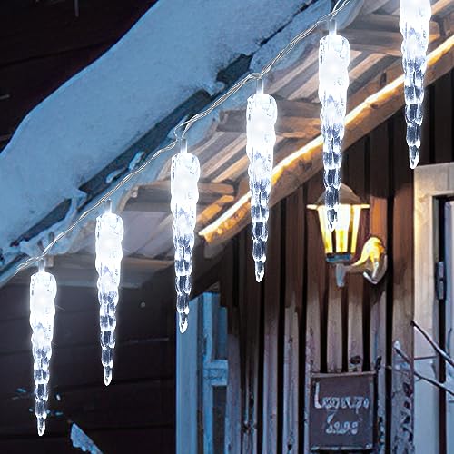 Sonnewelt Eiszapfen lichterkette außen 5m 40 leds lichterketten aussen mit Stecker fairy lights innen für Party Garten Weihnachten Hochzeit Beleuchtung Deko Kaltweiß von Sonnewelt