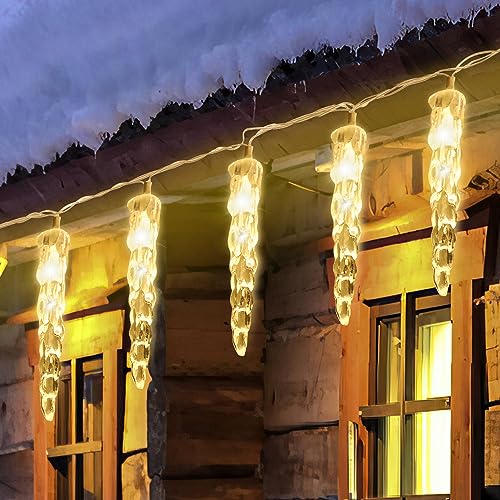 Sonnewelt Eiszapfen lichterkette außen 5m 40 leds lichterketten aussen mit Stecker fairy lights innen für Party Garten Weihnachten Hochzeit Beleuchtung Deko Warmweiß von Sonnewelt