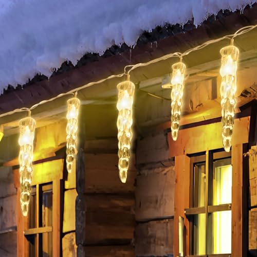 Sonnewelt Eiszapfen lichterkette außen 5m 40 leds lichterketten aussen mit Stecker fairy lights innen für Party Garten Weihnachten Hochzeit Beleuchtung Deko Warmweiß von Sonnewelt