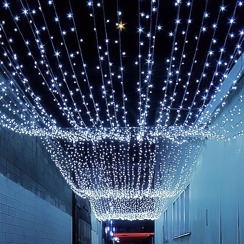 Sonnewelt lichterkette außen 30m 300LEDs lichterketten aussen mit Stecker fairy lights innen Vorhang für Party Weihnachten Hochzeit Beleuchtung Halloween Garten Deko Schwarz Draht Kaltweiß von Sonnewelt