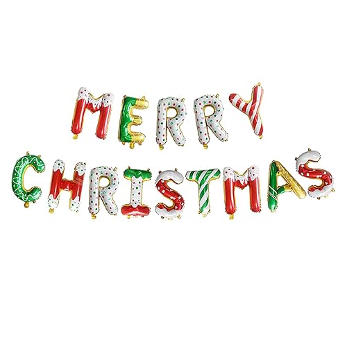 Soochat Merry Christmas Balloons Banner, Christmas Letter Aluminum Foil Balloons, Xmas Party Decorations Supplies von Soochat