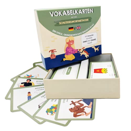 Vokabelkarten zum Englisch Lernen für Anfänger und Auffrischer - schnell Vokabeln Lernen mit Eselsbrücken - die häufigsten 220 Vokabeln des Alltags - für Erwachsene und Kinder - Sophies Kartenwelt von Sophies Kartenwelt