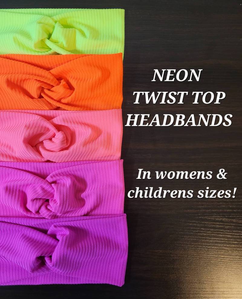 Neon Einfaches Twist-Top-Turban-Stirnband, Weiche Dehnbare Strick-Stirnbänder Für Frauen, Verschiedene Print-Twist-Stirnbänder, Über 40 Farben von SophiesRemedy