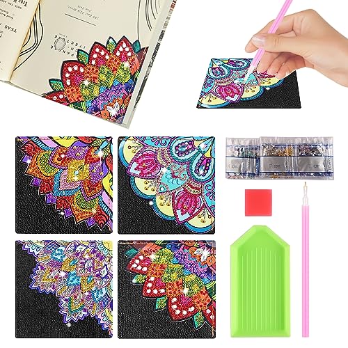 Diamond Painting Lesezeichen 4 Stück DIY 5D Diamant Painting Bookmark Mandala Diamond Painting Diamantmalerei Lesezeichen für Kinder Mädchen Lesen Liebhaber Geschenke Weihnachten Geburtstag Geschenke von Sophisticate