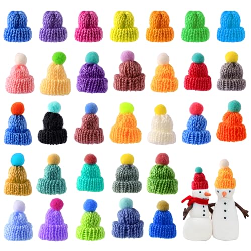 Sophisticate 60 Stück Mini Hüte Strickmützen Weihnachtsmannmützen Finger Weinflache Hut Mini Wollmütze Puppen Hut für DIY Handwerk Kunst Weinflasche Deko Christmasbaumschmuck Puppenzubehör von Sophisticate