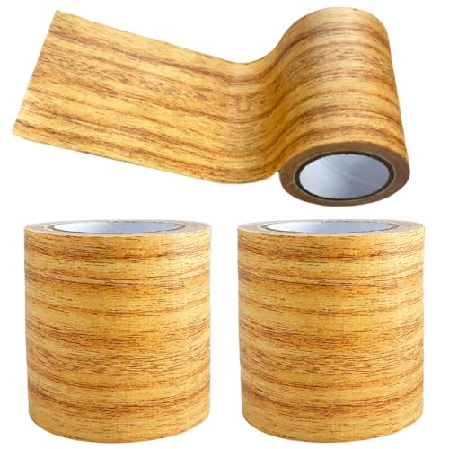 SopimusZ 2 Rolle Holzoptik Klebeband, Realistische Holzmaserung Reparatur, Selbstklebend Holzmaserung Panzertape für Weichsockelleiste, Türen Bordüre, Wände Tapeten, Möbel, 8cm x 4.57m (Gold Kamel) von SopimusZ