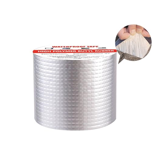 SopimusZ 10CM*5M Wasserdichtes Klebeband Dichtungsband Selbstklebend, Dichtband dusche,Butylkautschuk ​Aluminiumfolie dichtband,für Dachleckage, Oberflächenriss, Fensterbankspalt, Rohrbruch von SopimusZ