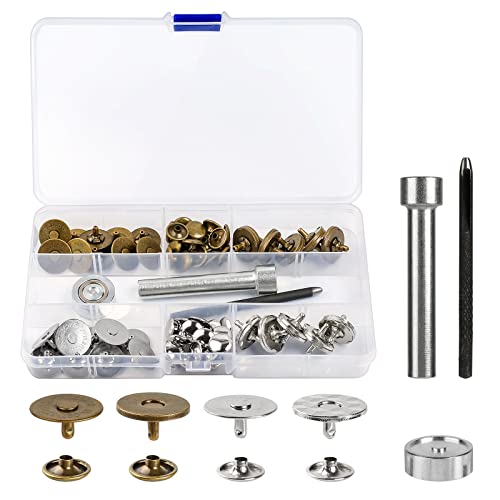 20 Sets 18 mm Magnetknopf-Verschlüsse mit Installationswerkzeug, magnetische runde Druckknöpfe, DIY-Knöpfe zum Nähen, Basteln, Handtaschen, Taschen, Kleidung, Leder (rund) von Sopnom