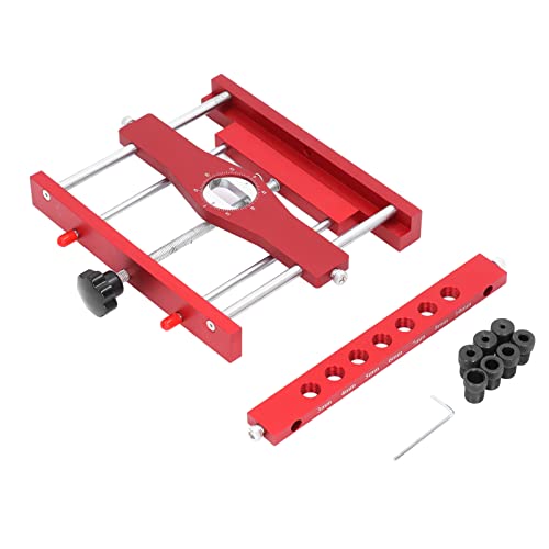 2 in 1 Dübelbohrer Bausatz, 4 Löcher Einstellbare Taschenbohrung Holzbearbeitung Puncher Locator, Dübelbohrer Set mit 3/4/5/6/7/8/10mm Lochbohrer Stift Vorrichtung Positionierlocher Werkzeuge von Sorandy