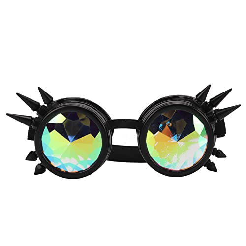 Sorandy Kaleidoskop-Raves-Brille, Kristall-Regenbogen-Prisma, Steampunk-Brille, Psychedelische Funky-Brille, Outfits, Zubehör für Festival-Cosplay, Punk-Brille Im Schweißstil (Schwarz) von Sorandy