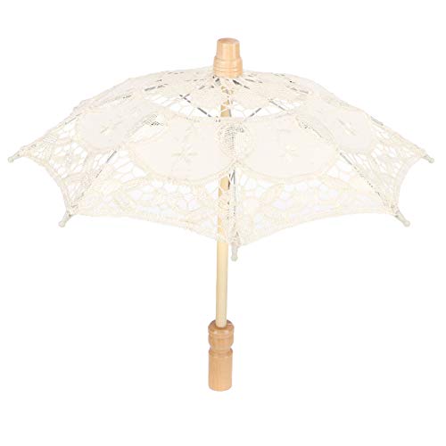 Spitzenschirm, Sonnenschirm, Hochzeitsschirm, Vintage-Regenschirm, Fotografie-Requisite für Foto-Kostüm-Party-Zubehör (Beige) von Sorandy