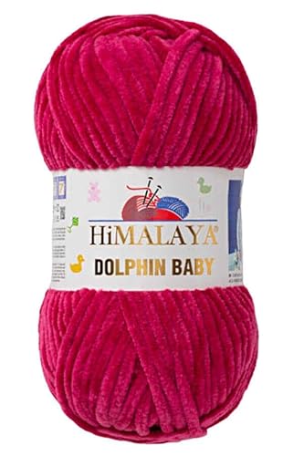 2 Knäuel/Strang Himalaya Dolphin Babygarn, jeder Strang 100 g, 120 m, superdickes Polyester-Deckengarn, Samtgarn, Amigurumi-Garn (80310 Himbeere) von Sorenta