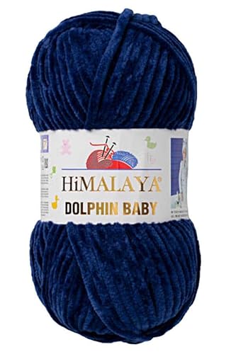 2 Knäuel/Strang Himalaya Dolphin Babygarn, jeder Strang 100 g, 120 m, superdickes Polyester-Deckengarn, Samtgarn, Amigurumi-Garn (80321 Dunkelblau) von Sorenta