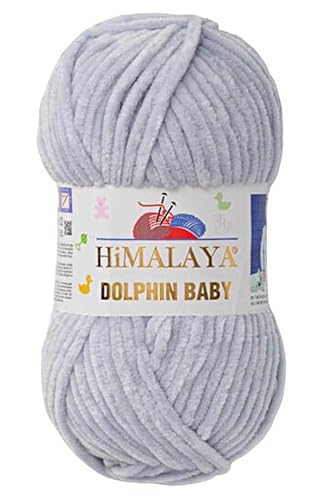 2 Knäuel/Strang Himalaya Dolphin Babygarn, jeder Strang 100 g, 120 m, superdickes Polyester-Deckengarn, Samtgarn, Amigurumi-Garn (80325 Hellgrau) von Sorenta