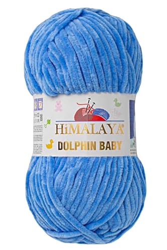 2 Knäuel/Strang Himalaya Dolphin Babygarn, jeder Strang 100 g, 120 m, superdickes Polyester-Deckengarn, Samtgarn, Amigurumi-Garn (80327 Seeblau) von Sorenta