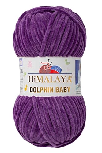 2 Knäuel/Strang Himalaya Dolphin Babygarn, jeder Strang 100 g, 120 m, superdickes Polyester-Deckengarn, Samtgarn, Amigurumi-Garn (80340 Lila) von Sorenta