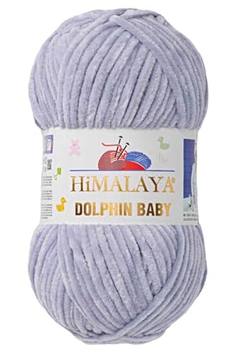 2 Knäuel/Strang Himalaya Dolphin Babygarn, jeder Strang 100 g, 120 m, superdickes Polyester-Deckengarn, Samtgarn, Amigurumi-Garn (80351 Hellgrau) von Sorenta