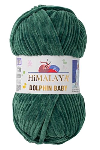 2 Knäuel/Strang Himalaya Dolphin Babygarn, jeder Strang 100 g, 120 m, superdickes Polyester-Deckengarn, Samtgarn, Amigurumi-Garn (80360 Grün) von Sorenta