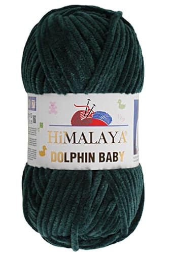 2 Knäuel/Strang Himalaya Dolphin Babygarn, jeder Strang 100 g, 120 m, superdickes Polyester-Deckengarn, Samtgarn, Amigurumi-Garn (80362 Tanne grün) von Sorenta