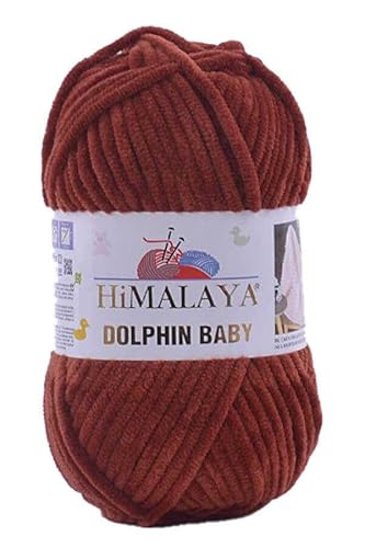 2 Knäuel/Strang Himalaya Dolphin Babygarn, jeder Strang 100 g, 120 m, superdickes Polyester-Deckengarn, Samtgarn, Amigurumi-Garn (80370 Zimtfarbe) von Sorenta