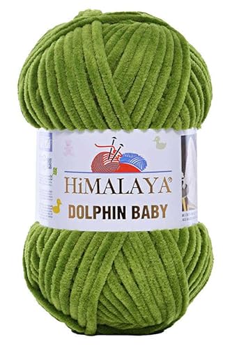 2 Knäuel/Strang Himalaya Dolphin Babygarn, jeder Strang 100 g, 120 m, superdickes Polyester-Deckengarn, Samtgarn, Amigurumi-Garn (80371 grün) von Sorenta