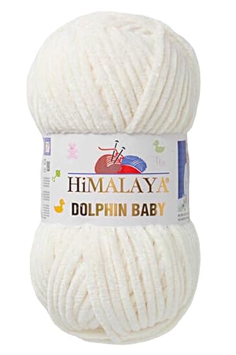 5 Knäuel/Strang Himalaya Dolphin Babygarn, jeder Strang 100 g, 120 m, superdickes Polyester-Deckengarn, Samtgarn, Amigurumi-Garn (80308 Naturweiß) von Sorenta