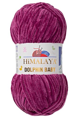 5 Knäuel/Strang Himalaya Dolphin Babygarn, jeder Strang 100 g, 120 m, superdickes Polyester-Deckengarn, Samtgarn, Amigurumi-Garn (80338 Hellbeere) von Sorenta