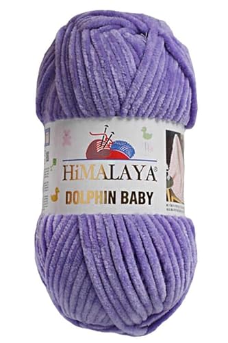 5 Knäuel/Strang Himalaya Dolphin Babygarn, jeder Strang 100 g, 120 m, superdickes Polyester-Deckengarn, Samtgarn, Amigurumi-Garn (80364 Lila) von Sorenta