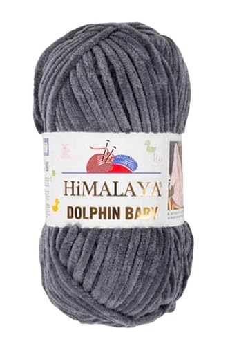 5 Knäuel/Strang Himalaya Dolphin Babygarn, jeder Strang 100 g, 120 m, superdickes Polyester-Deckengarn, Samtgarn, Amigurumi-Garn (80367 Anthrazit) von Sorenta