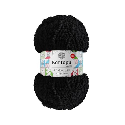 Sorenta Kartopu Anakuzusu 5X 100g flauschige Türkische Wolle sperrige kuschelweiche Babywolle Handstrickgarn zum Häkeln Weiches Garn - (940 Schwarz) von Sorenta