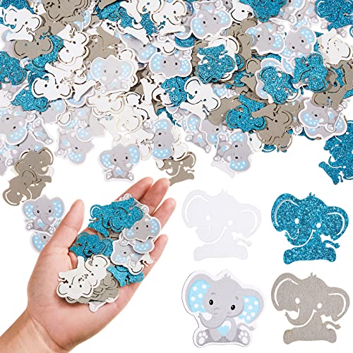 320 Stück Elefant Baby Shower Konfetti, Elefant Papier Ausschnitte Geschlecht Offenbarung Blau Grau Weiß Elefant Thema Tisch Party Konfetti für Babyparty Geburtstag Party Hochzeit Elefant Thema Party Dekorationen von Sosation