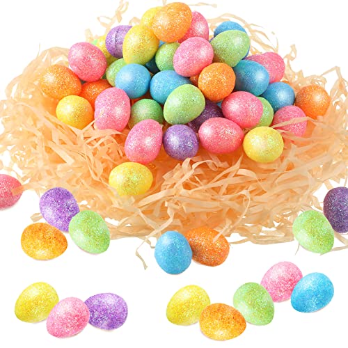 Mini-Ostereier, glänzende Schaumstoffeier, dekorative Schaumstoff-Ostereier zum Basteln, Ostern, Party, Zubehör, Korbfüller, verschiedene Farben (240) von Sosation