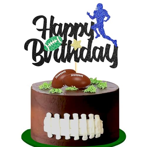 Sotpot 1 Packung Rugby-Kuchenaufsatz, Fußballball, Happy Birthday-Kuchendekorationen, Fußball-Motto-Party-Dekorationen, Sport-Motto-Party-Zubehör, Dekorationen von Sotpot