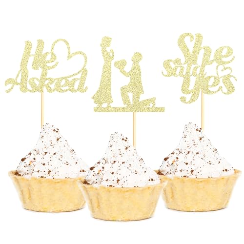 Sotpot Cupcake-Topper mit Herz für Hochzeit, Brautparty, Hochzeit, Verlobung, Party, Kuchendekoration, goldfarben, 24 Stück von Sotpot