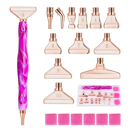 Souarts 5D Diamond Painting Zubehör Stift Set, Drill Pen mit Gewinde Metall Ersatz Stiftköpfen, Malkleber Lehm für Mosaikherstellung Malerei Strassstein(Rosegold 20er), C5NA79RQ2F1J, Einheitsgröße von Souarts